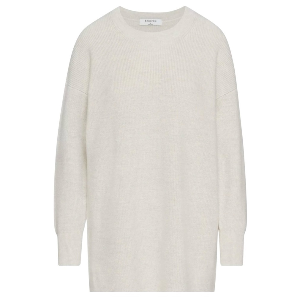Aritzia Babaton Matisse Merino Wool Crewneck Sweater Dress Cream Knit Sz S